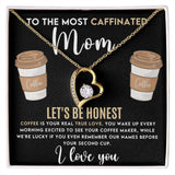Caffeinated Mom -Forever Love Heart Necklace