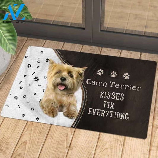 Cairn Terrier Doormat, Kisses Fix Everything Doormat, Dog Welcome Mat, Funny Welcome Mats for Dogs Lovers