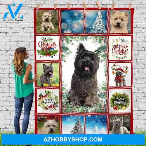 Cairn Terrier Gorgeous Merry Christmas Dog Reindeer Xmas Fleece Blanket Gift For People Home Decor Bedding Couch Sofa Soft And Comfy Cozy