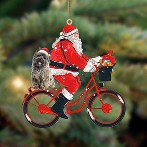 Santa Claus Riding A Bike With Cairn Terrier 2-Two Sided Ornament