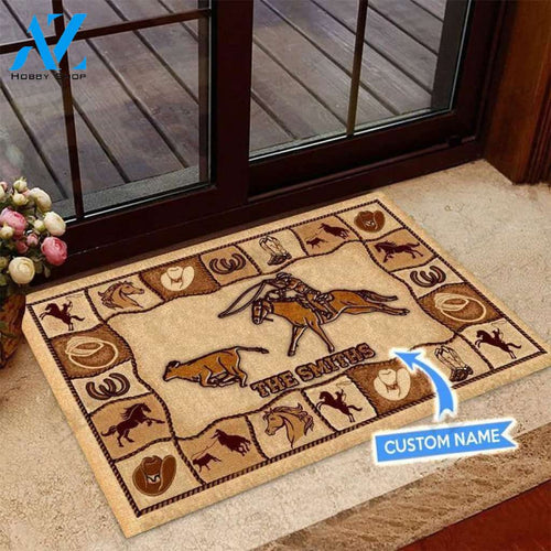 Calf Roping Basic Brown Custom Doormat | Welcome Mat | House Warming Gift