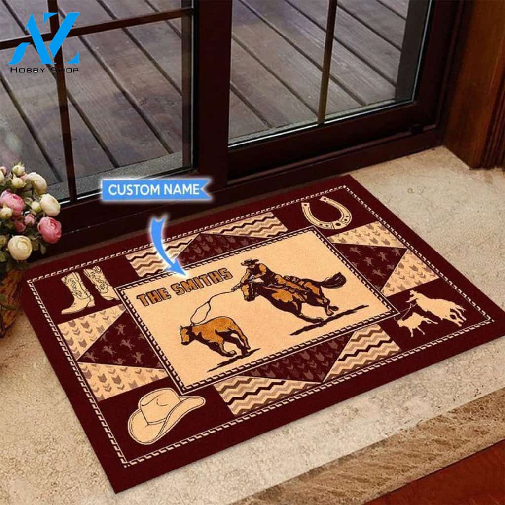Calf Roping Basic Unique Custom Doormat | Welcome Mat | House Warming Gift