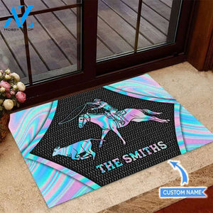Calf Roping Hologram Custom Doormat | Welcome Mat | House Warming Gift