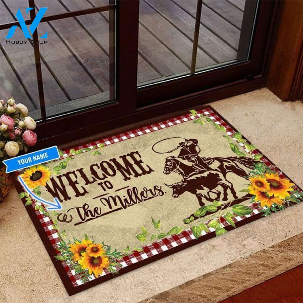 Calf Roping Welcome To Us Custom Doormat | Welcome Mat | House Warming Gift