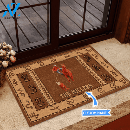 Calf Roping Western Pattern Custom Doormat | Welcome Mat | House Warming Gift