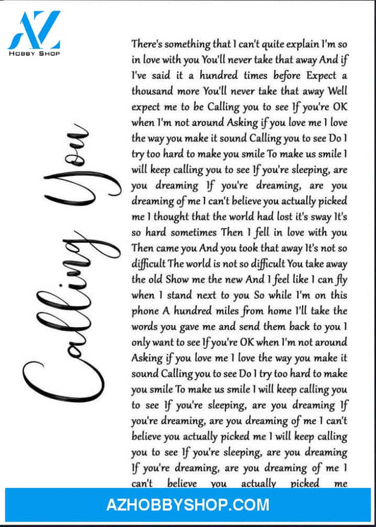 Calling You Lyrics Canvas Wall Art Gift Ideas For Fan