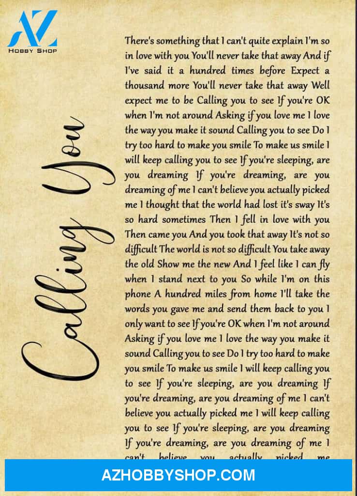Calling You Lyrics Canvas Wall Art Gift Ideas For Friend