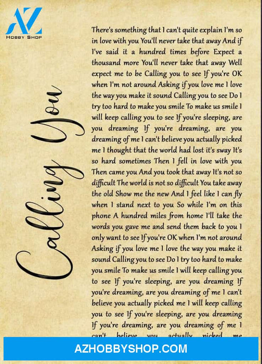 Calling You Lyrics Canvas Wall Art Gift Ideas For Friend