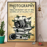 Camera & Books Photography Takes An Instant Out Of Time Paper Poster No Frame Matte Canvas Wall Decor