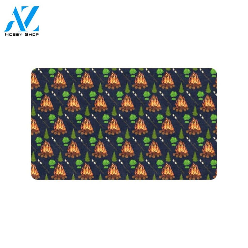 Camfire marshmallow Camping Design Print Rubber Doormat
