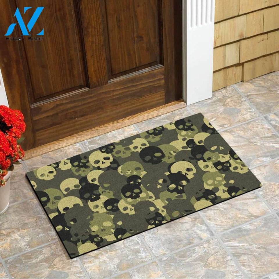Camo Skull Seamless Pattern Doormat SK-DM-00Q2