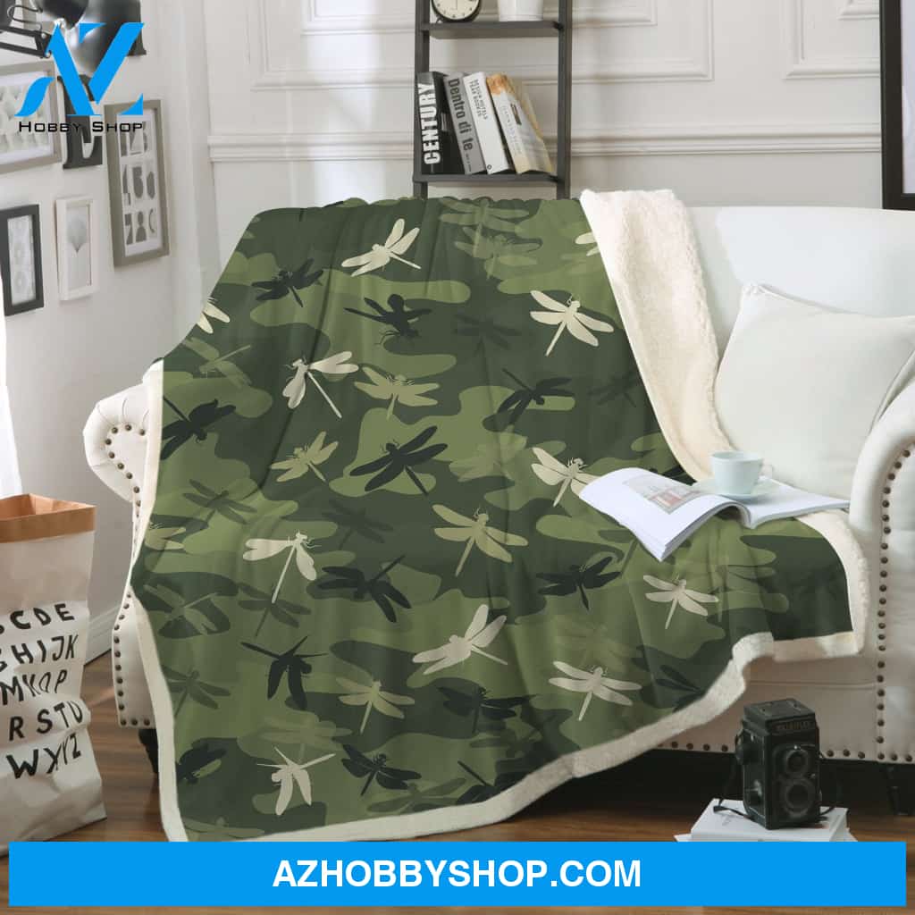 Camouflage Dragonfly Blanket Gift For Dragonfly Lovers Birthday Gift Home Decor Bedding Couch Sofa Soft and Comfy Cozy