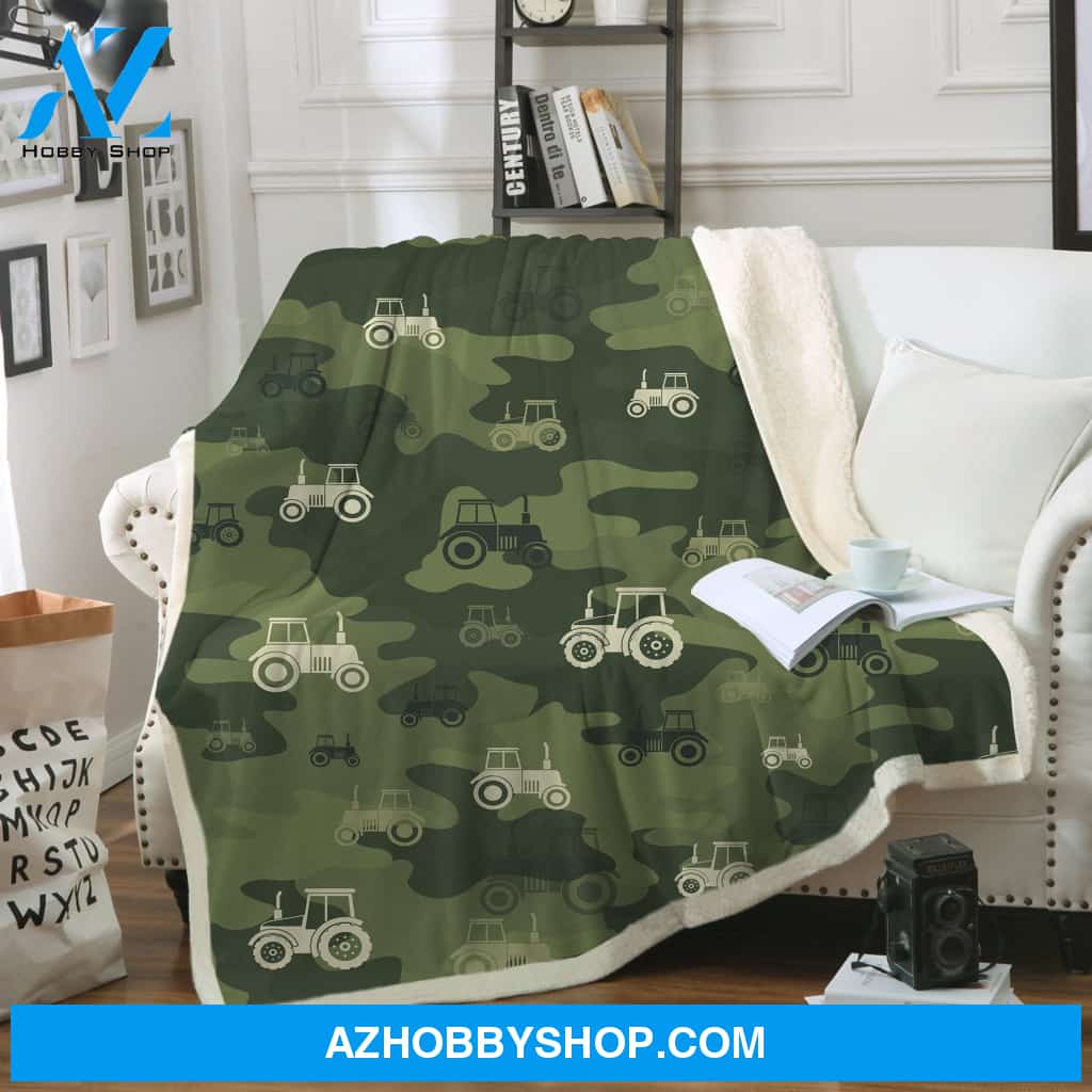 Camouflage Farmer Tractor Blanket Gift For Farmer Birthday Gift Home Decor Bedding Couch Sofa Soft and Comfy Cozy