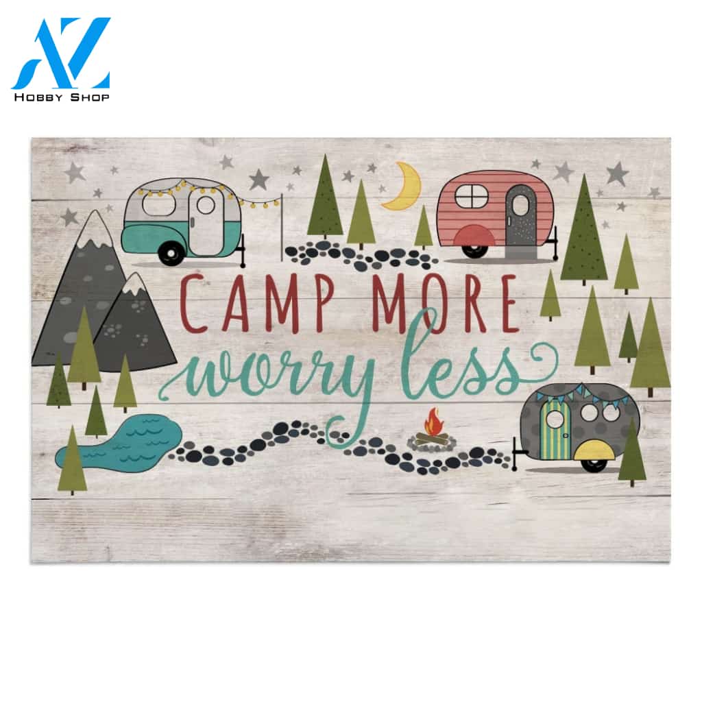 Camp More Worry Less Doormat Welcome Mat House Warming Gift Home Decor Funny Doormat Gift Idea