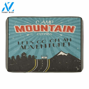 Camp Mountain Let's Go On An Adventure Doormat Welcome Mat House Warming Gift Home Decor Funny Doormat Gift Idea