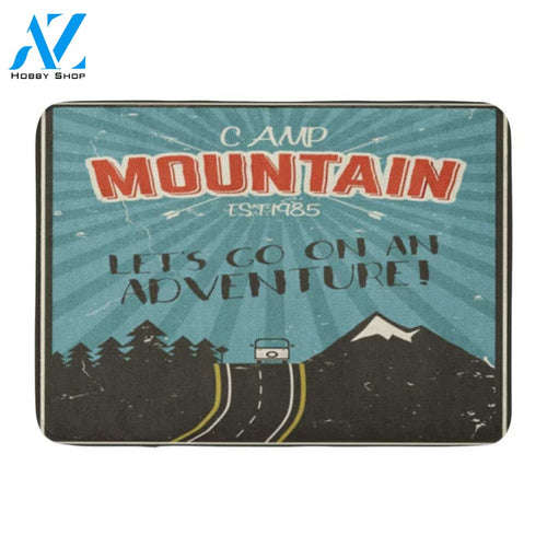 Camp Mountain Let's Go On An Adventure Doormat Welcome Mat House Warming Gift Home Decor Funny Doormat Gift Idea