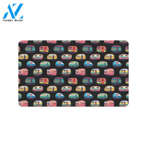 Camper Camping Pattern Rubber Doormat