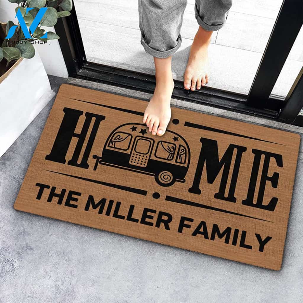 Camper Home Family Name Custom Doormat Personalized Doormat Housewarming Gift Custom Welcome Mat