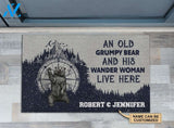 Camping An Old Grumpy Bear And His Wander Woman Live Here Custom Doormat | Welcome Mat | House Warming Gift