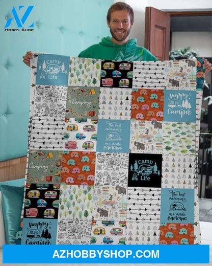 Camping Blanket, Camping Happy Camper Blanket