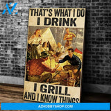 Camping Canvas That's What I Do Drink I Grill And I Know Things Canvas Wall Art