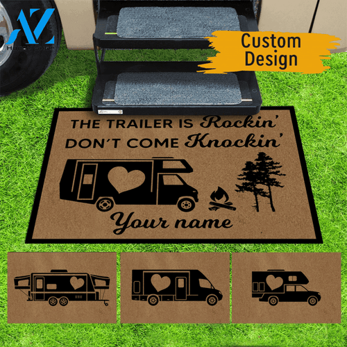 Camping Custom Doormat If the Trailer is Rockin' Don't Come Knockin' | WELCOME MAT | HOUSE WARMING GIFT