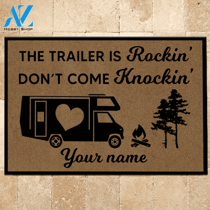 Camping Custom Doormat If the Trailer is Rockin' Don't Come Knockin' | WELCOME MAT | HOUSE WARMING GIFT