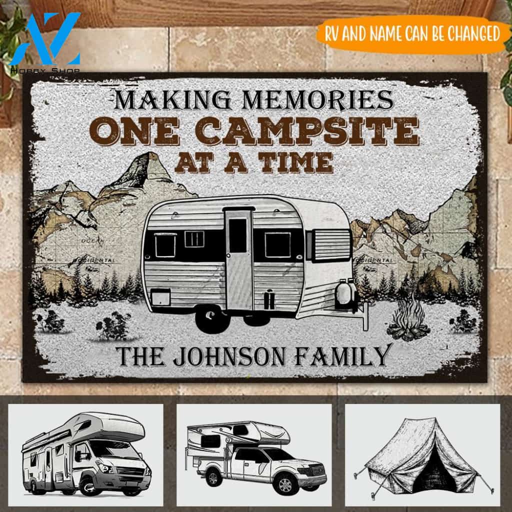 Camping Custom Doormat Making Memories One Campsite At A Time Personalized Gift | WELCOME MAT | HOUSE WARMING GIFT
