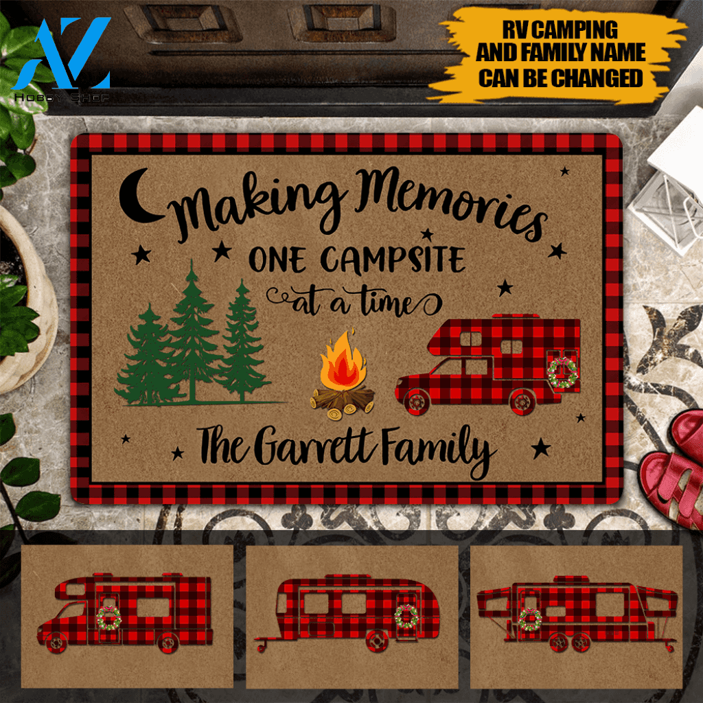 Camping Doormat Customized Family Name Making Memories | WELCOME MAT | HOUSE WARMING GIFT