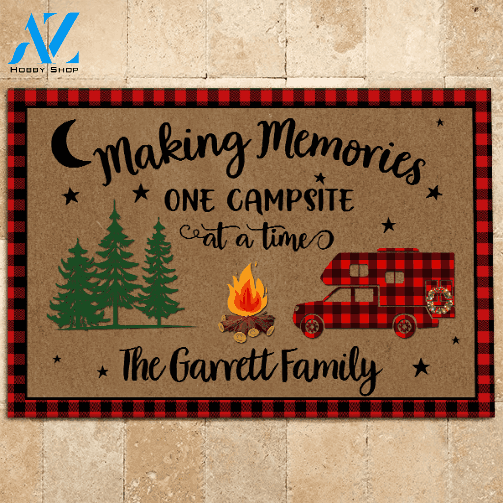 Camping Doormat Customized Family Name Making Memories | WELCOME MAT | HOUSE WARMING GIFT