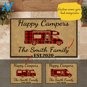 Camping Doormat Customized Family Name, Year, Campervan Happy Campers | WELCOME MAT | HOUSE WARMING GIFT