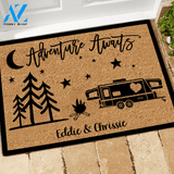 Camping Doormat Customized Name and RV Adventure Awaits | WELCOME MAT | HOUSE WARMING GIFT