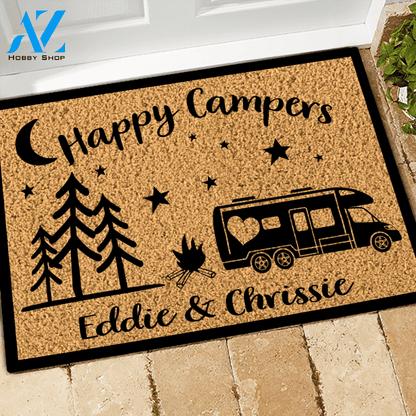 Camping Doormat Customized RV And Name Happy Campers Custom Doormat | WELCOME MAT | HOUSE WARMING GIFT