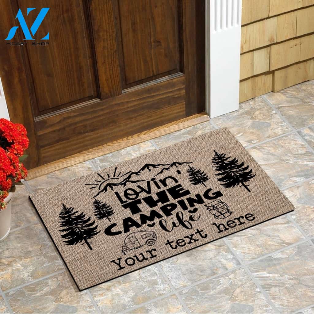 Camping Doormat For RV Personalized, Lovin' The Camping Life Custom Text Doormat Gift For Camping Lover Chipteeamz - TNN146