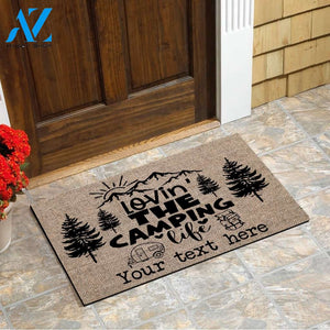 Camping Doormat For RV Personalized, Lovin' The Camping Life Custom Text Doormat Gift For Camping Lover