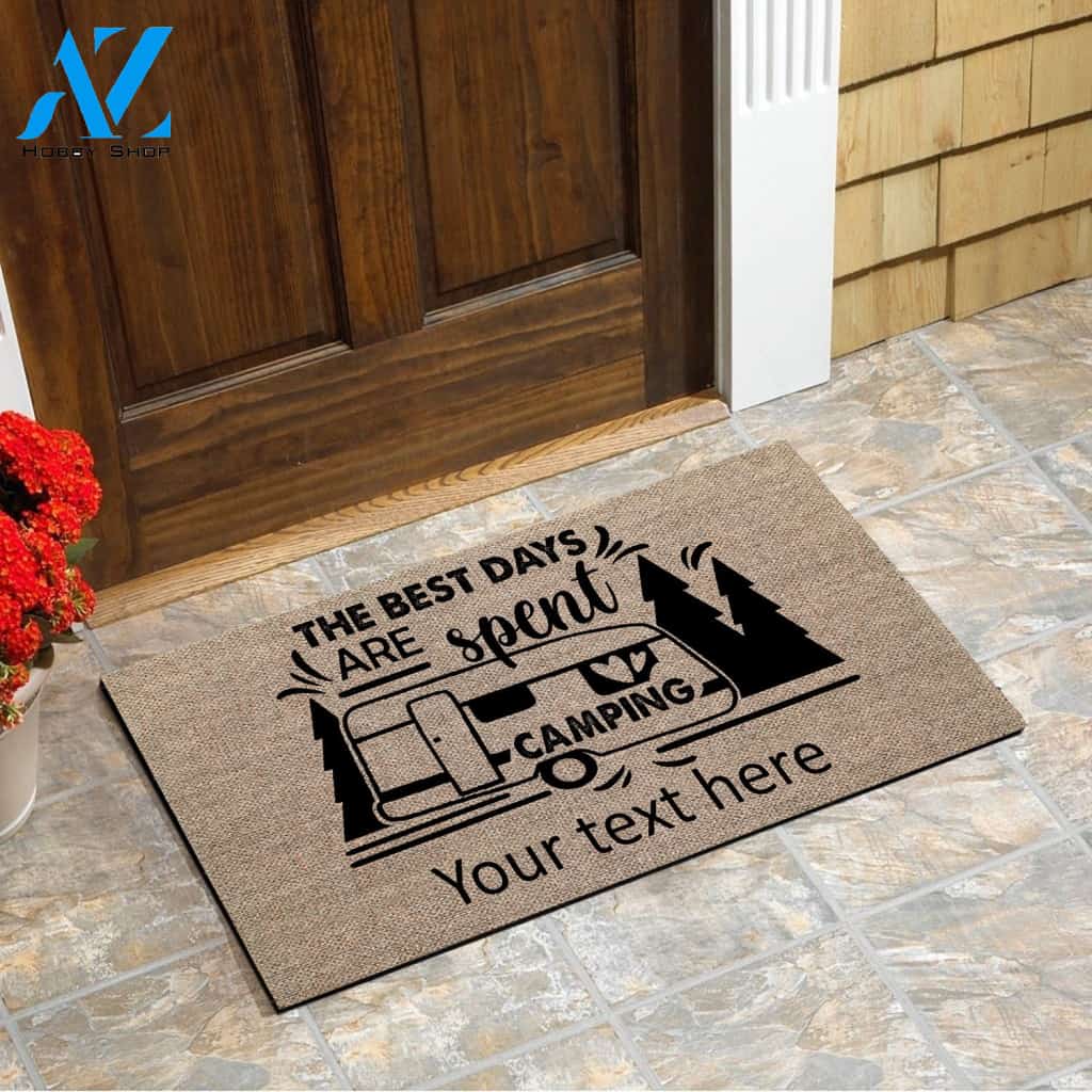 Camping Doormat For RV Personalized, The Best Days Are Spent Camping Custom Text Doormat