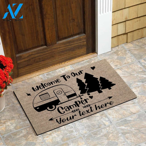Camping Doormat Personalized Gift For Camping Lover, Doormat For RV, Welcome To Our Camper Custom Text Doormat 