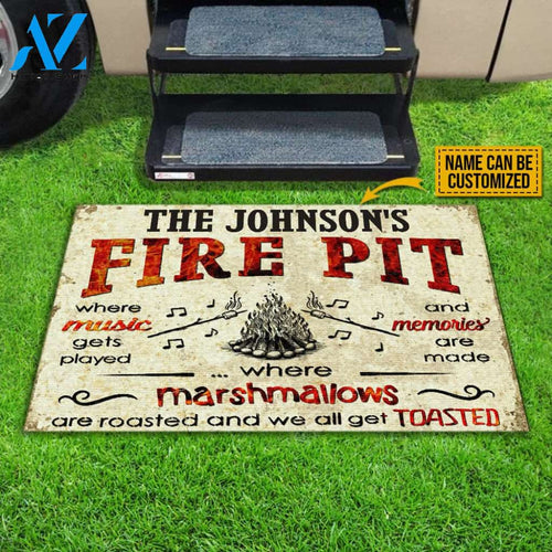 Camping Fire Pit Get Toasted Custom Doormat, Campsite Decoration