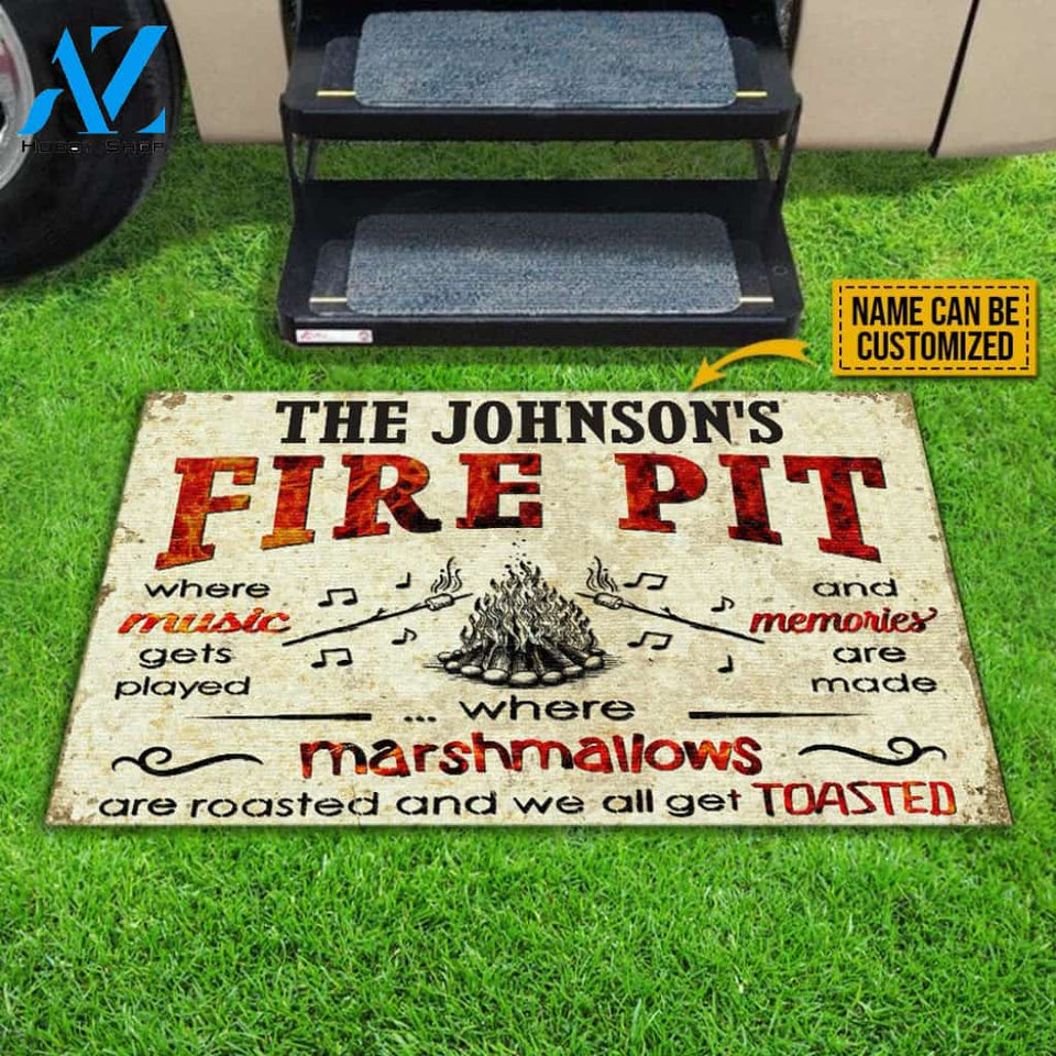 Camping Fire Pit Get Toasted Custom Doormat, Campsite Decoration