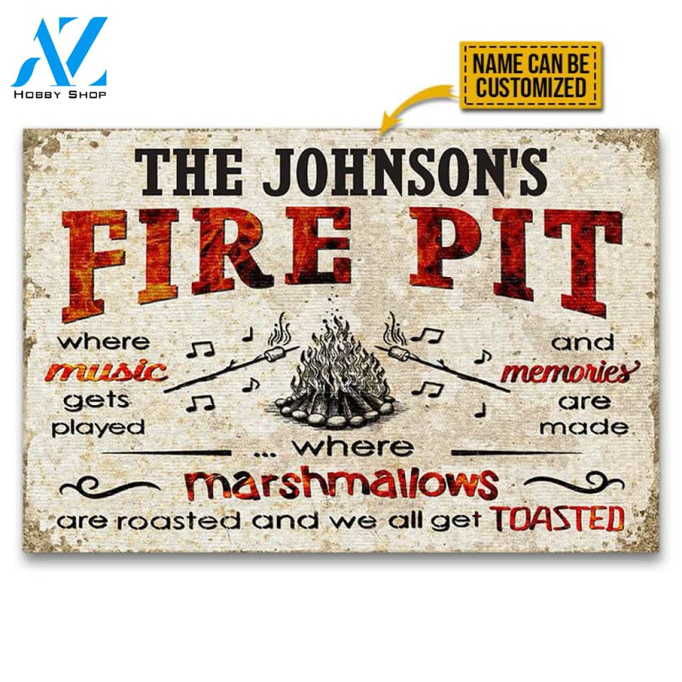 Camping Fire Pit Get Toasted Custom Doormat, Campsite Decoration