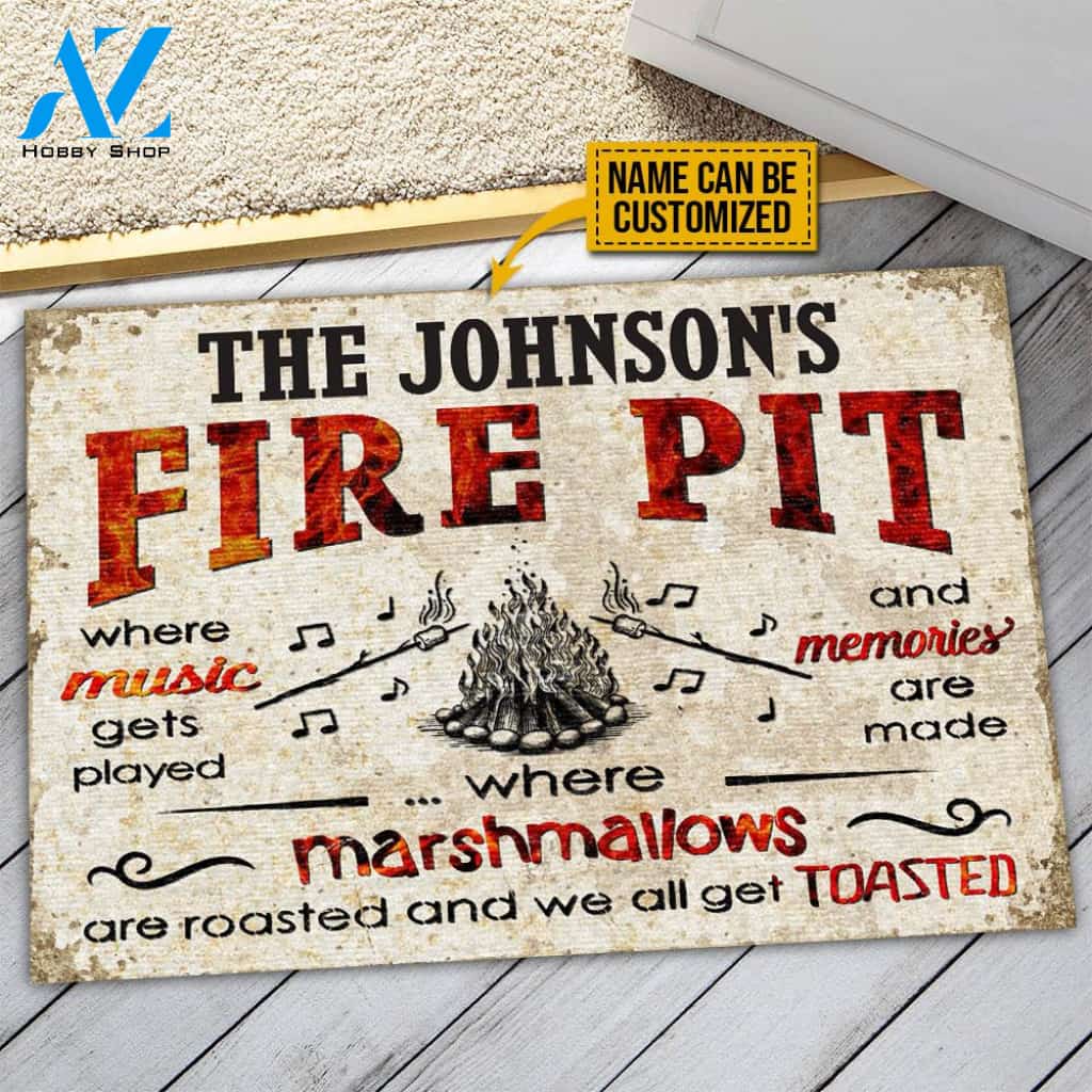 Camping Fire Pit Get Toasted Custom Doormat, Campsite Decoration