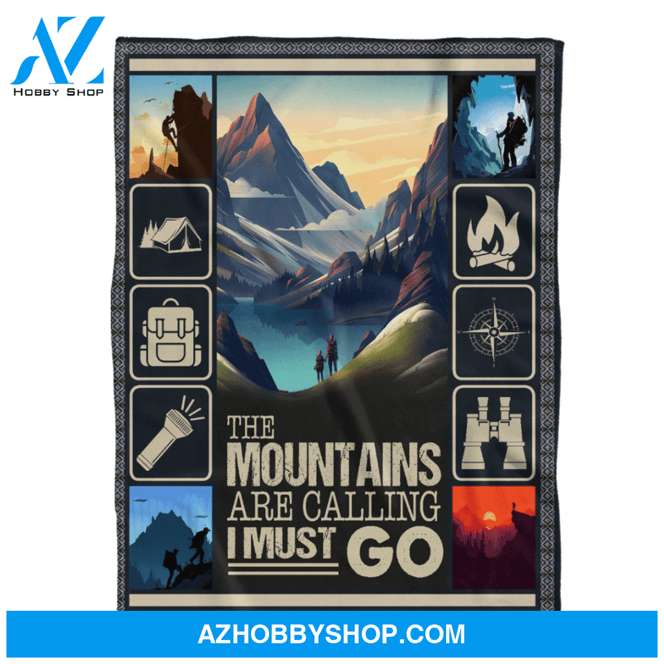 Camping Hiking The Mountains Go Camping Blanket Gift For Camping Lover Birthday Gift Home Decor Bedding Couch Sofa Soft and Comfy Cozy