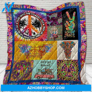 Camping Hippie Girl Fleece Blanket