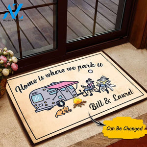 Camping Home Is Where We Park It Custom - Door Mat | Welcome Mat | House Warming Gift
