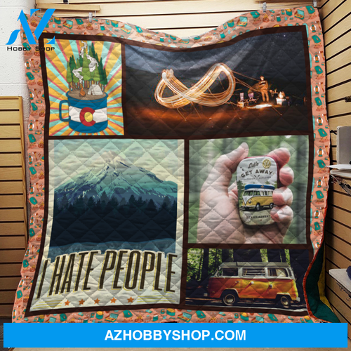 Camping I hate People Fleece Blanket