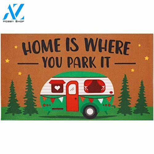 Personalized Name Family House Camping Indoor Outdoor Doormat Home Is Where You Park It Happy Camper Doormat Welcome Mat House Warming Gift Home Decor Funny Doormat Gift Idea