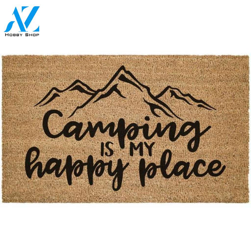 Camping Is My Happy Place Easy Clean Welcome DoorMat | Felt And Rubber | DO1739