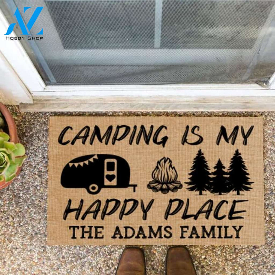 Camping Is My Happy Place, RVS Camping, Personalized Doormat