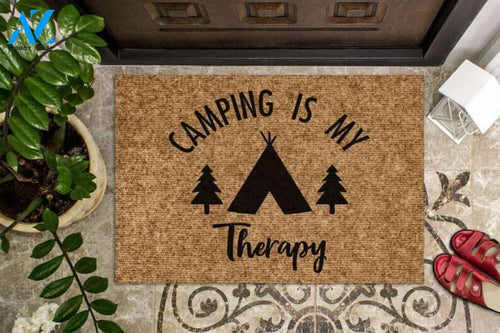 Personalized Name Family House Camping Is My Therapy Doormat Welcome Mat Housewarming Gift Home Decor Funny Doormat Gift For Camper Lovers Gift For Friend Birthday Gift