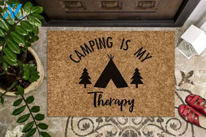 Personalized Name Family House Camping Is My Therapy Doormat Welcome Mat Housewarming Gift Home Decor Funny Doormat Gift For Camper Lovers Gift For Friend Birthday Gift